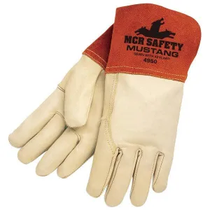 4950M MCR Safety Mustang Welding Gloves, Medium, Leather, Beige, Unlined