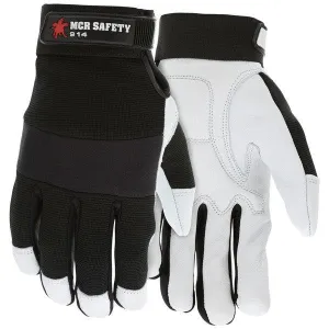 914L MCR Safety Mechanics Gloves, Large, Leather, White, Adjustable Closure