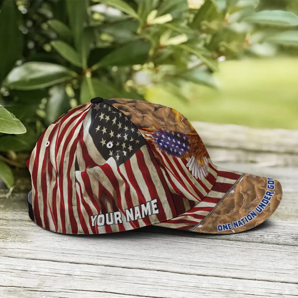 American Eagle Flag One Nation Under God Cross Sign Baseball Cap