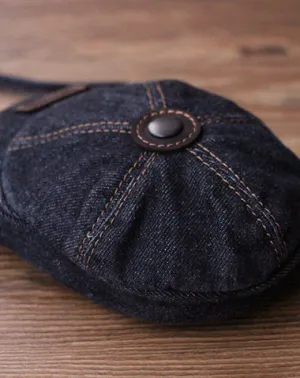 Black Unique Denim Cap Mini Shoulder Bags Belt Pouch Denim Cap Phone Crossbody Bag Women