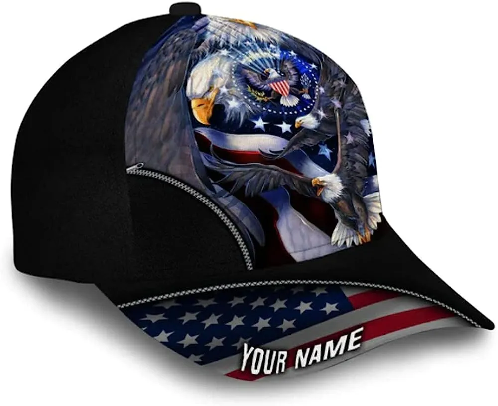 Bless America Eagle With Flag Baseball Cap - Christian Hats for Men and Women