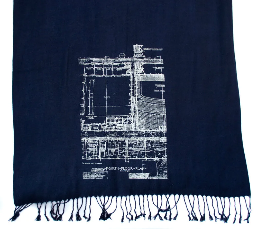 Blueprint Bamboo Scarf. Cass Tech Detroit Pashmina