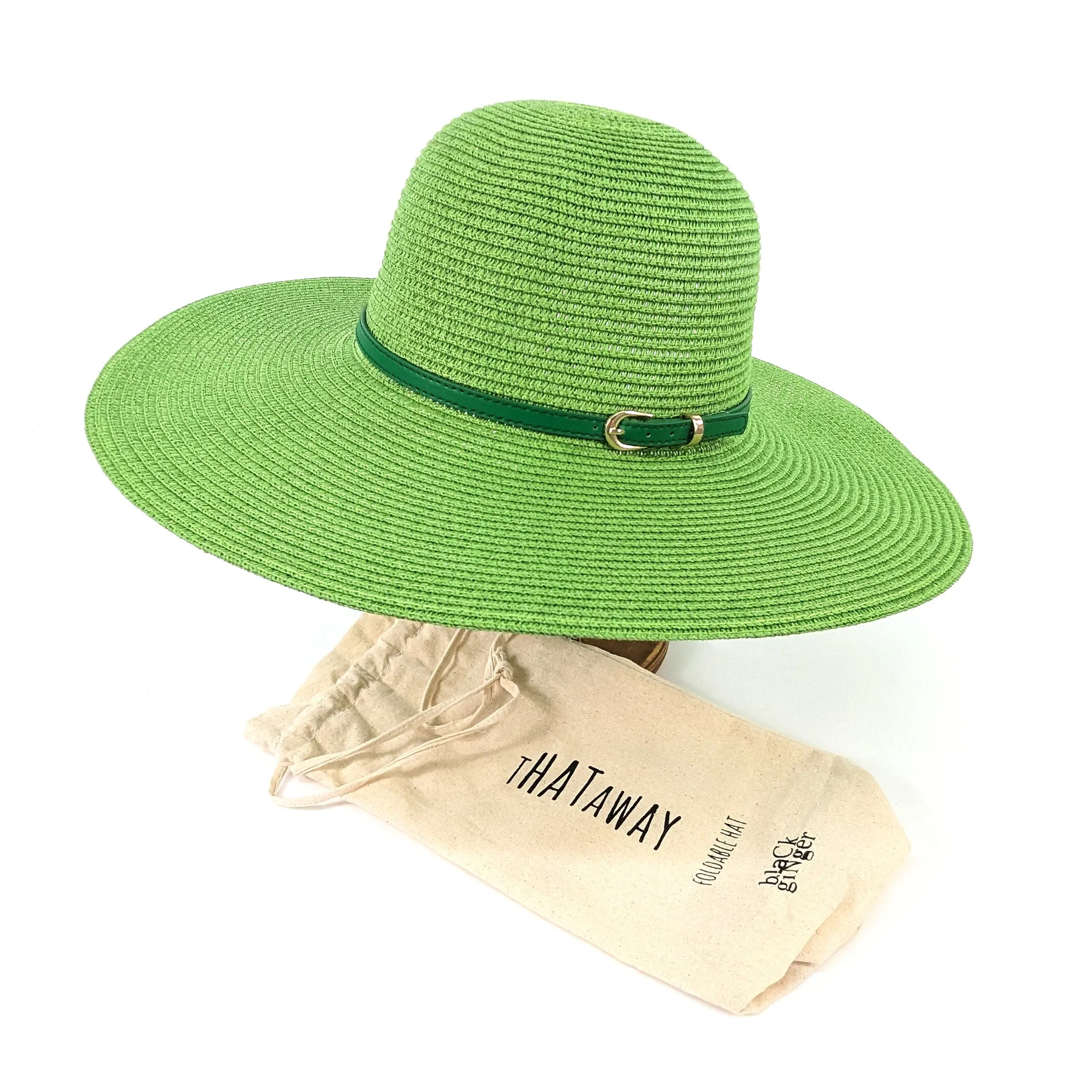 Bright and Bold Wide Brim Foldable Hat - Parkeet Green