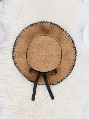 Brown Ruffle Sun Hat