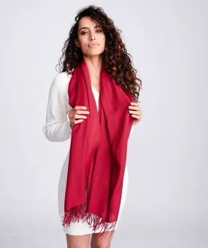 Burgundy Pashmina in Super Soft Fabric with Knotted Fringes