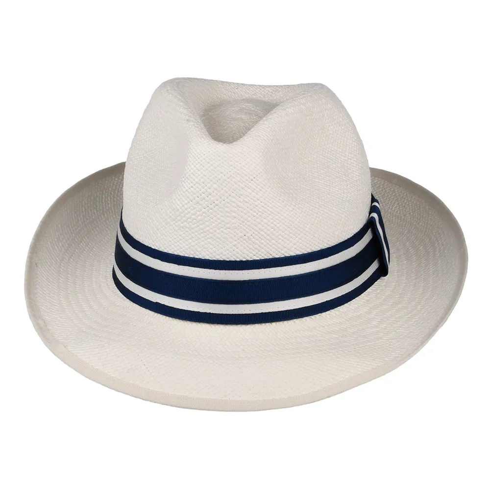 Christys Hats Ascot Striatus Preset Panama Fedora Hat With Striped Band - Bleach