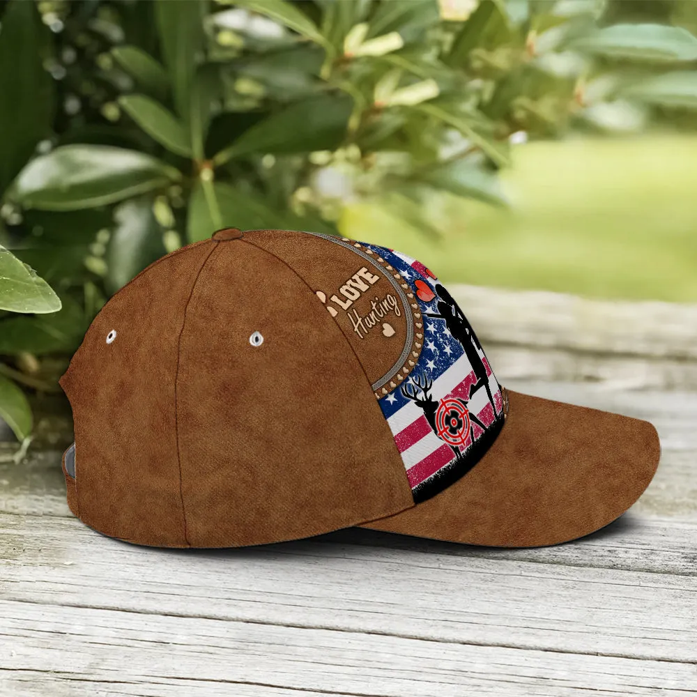 Couple Love Hunting American Flag Leather Style Baseball Cap