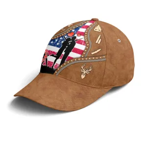 Couple Love Hunting American Flag Leather Style Baseball Cap