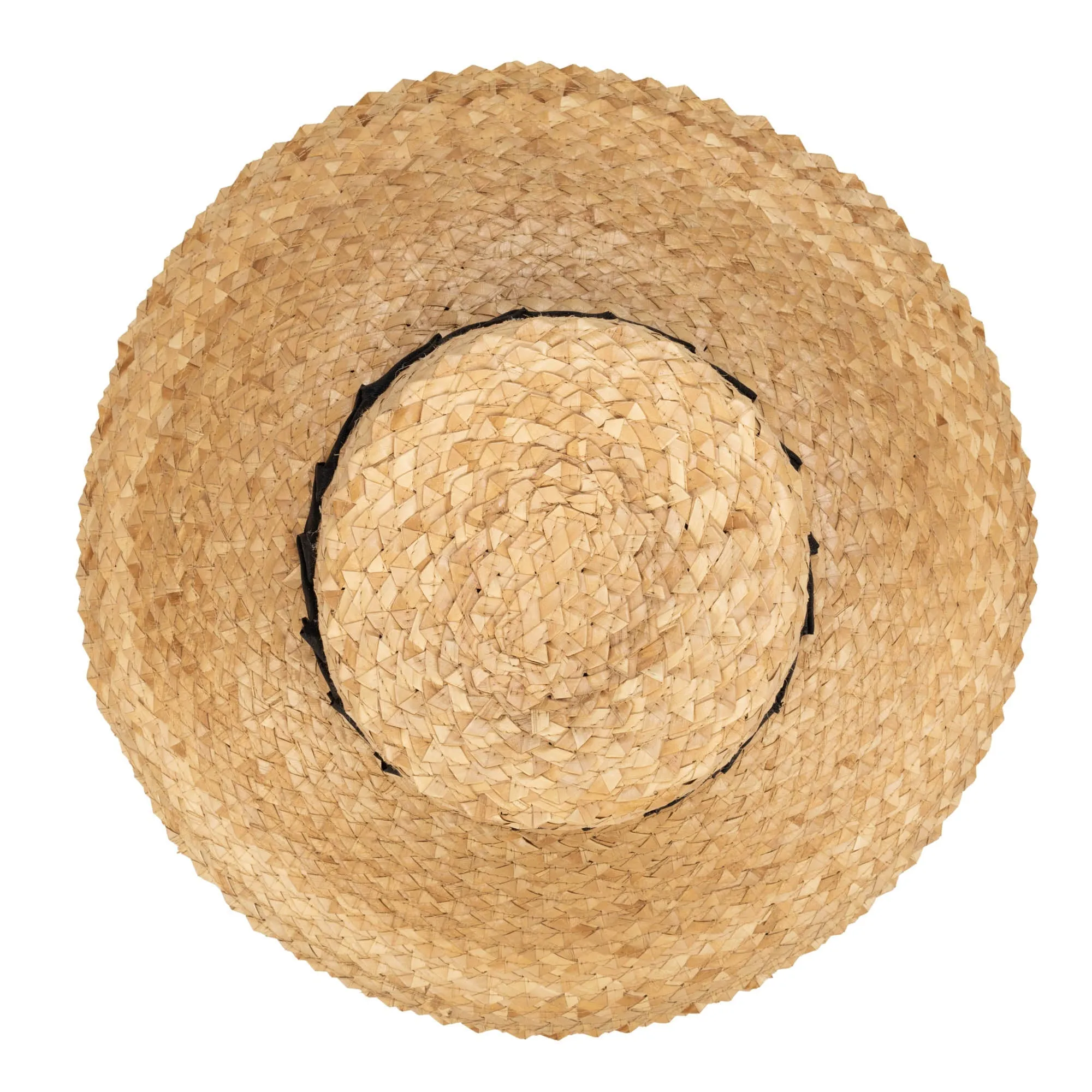 Crafted Glam - Palm Straw Wide Brim Bucket with Origami Band