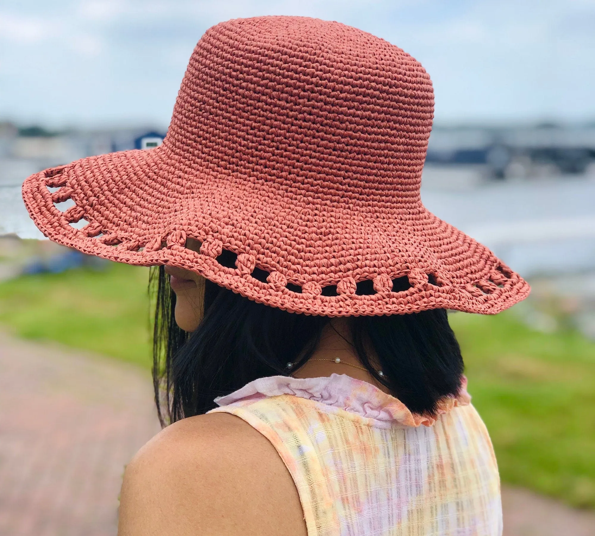 Crochet Sun Hat Pattern & Video Tutorial printable/ downloadable PDF pattern US women's S/M/L