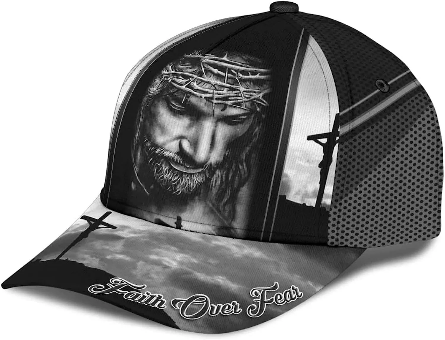 Crucifixion Of Jesus Faith Over Fear Baseball Cap - Christian Hats for Men and Women