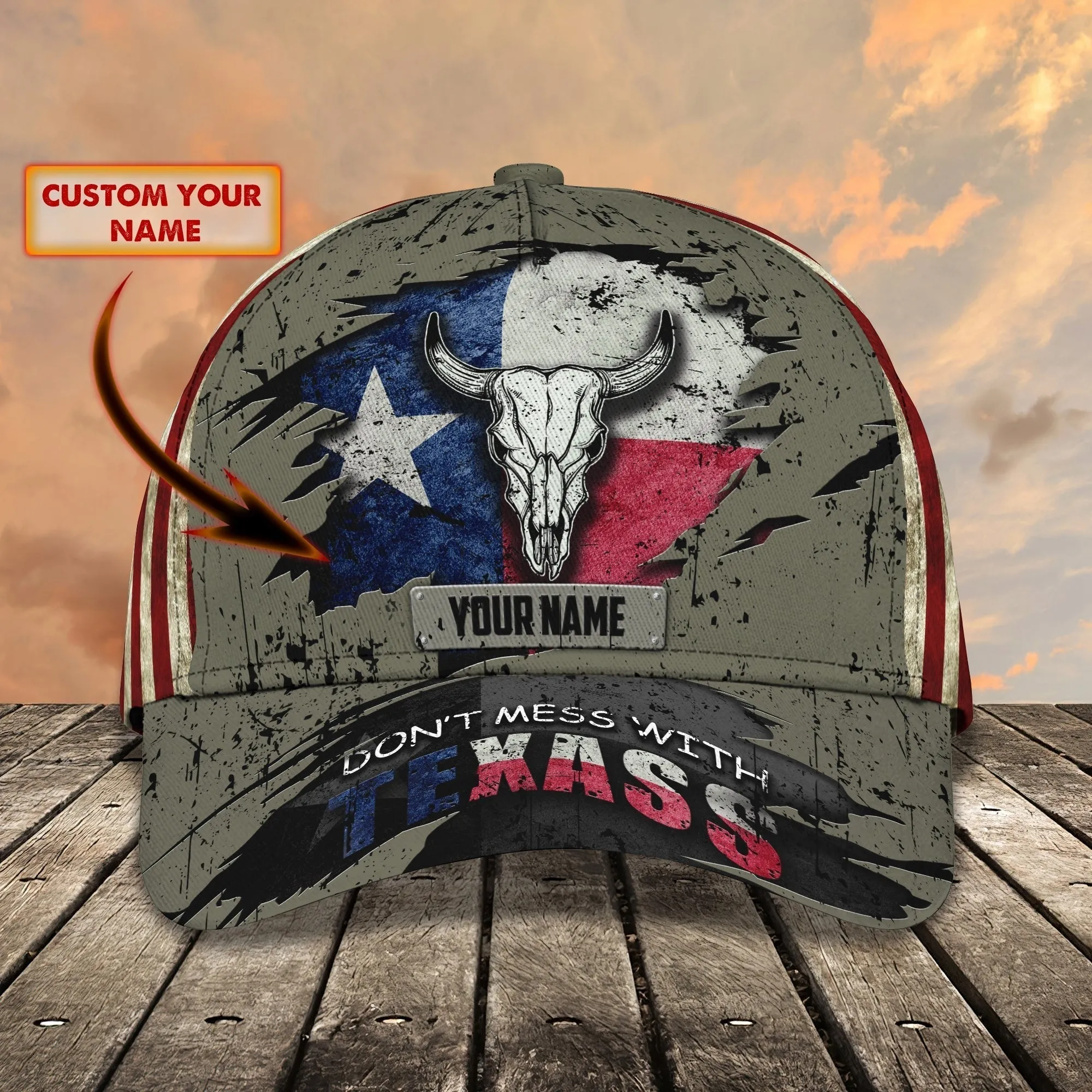 Custom With Name Texas Baseball Cap Hat - American Support Texas 3D Cap Hat - Eagle Texas Cap Hat