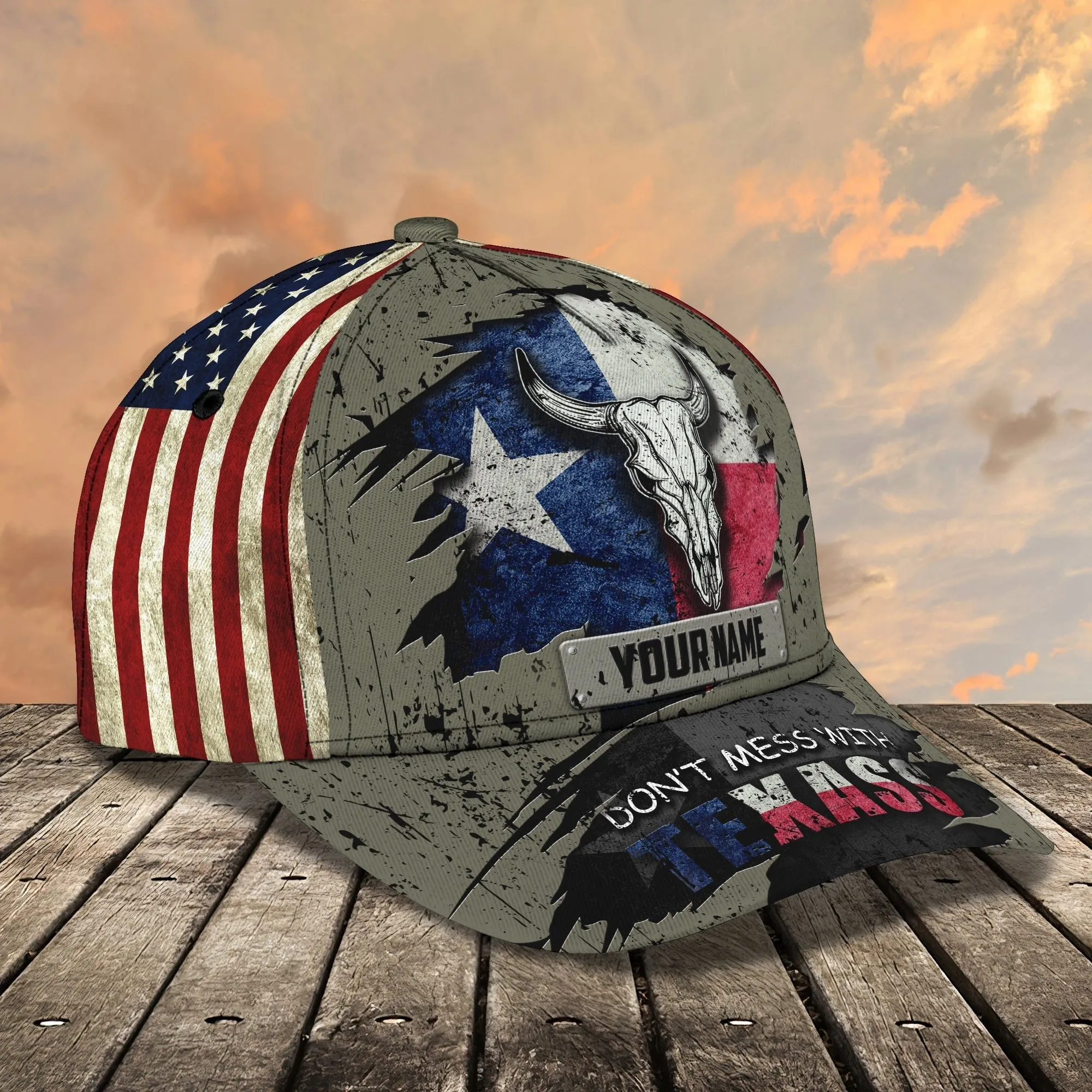 Custom With Name Texas Baseball Cap Hat - American Support Texas 3D Cap Hat - Eagle Texas Cap Hat