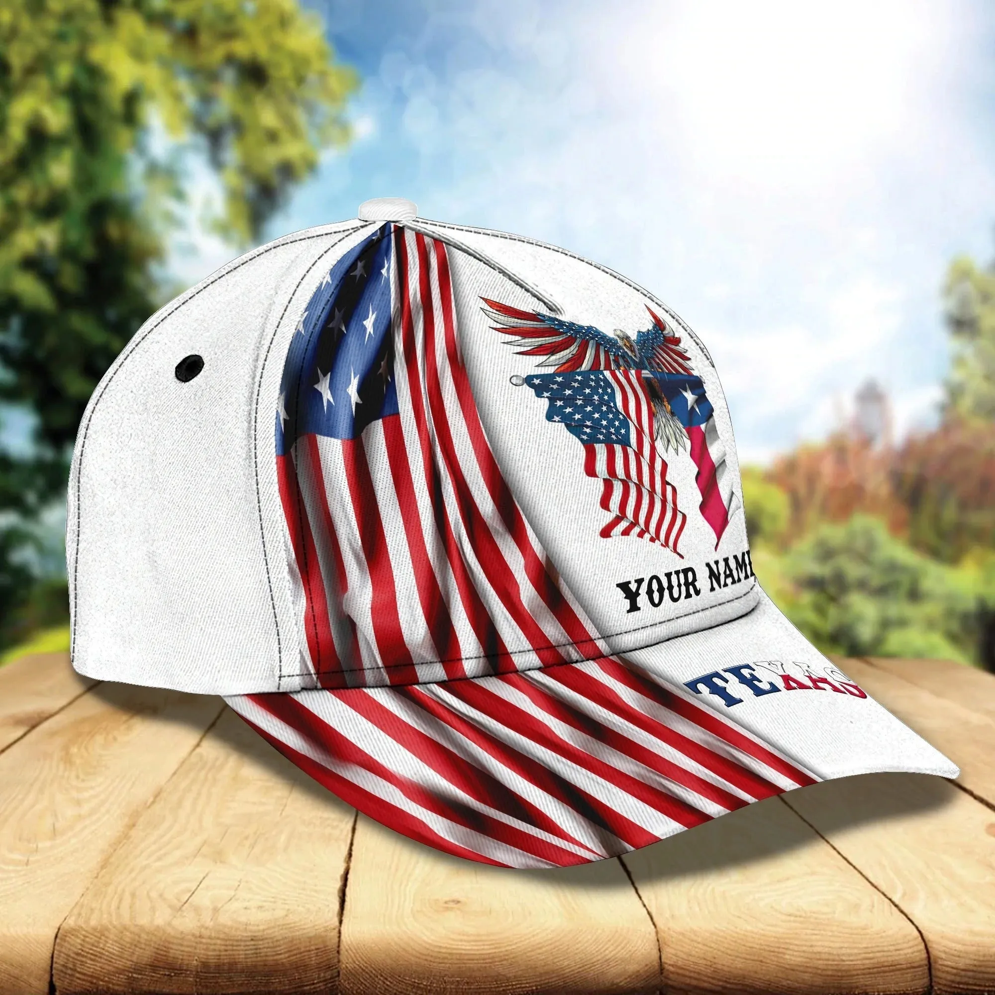 Custom With Name Texas Baseball Cap Hat - American Support Texas 3D Cap Hat - Eagle Texas Cap Hat