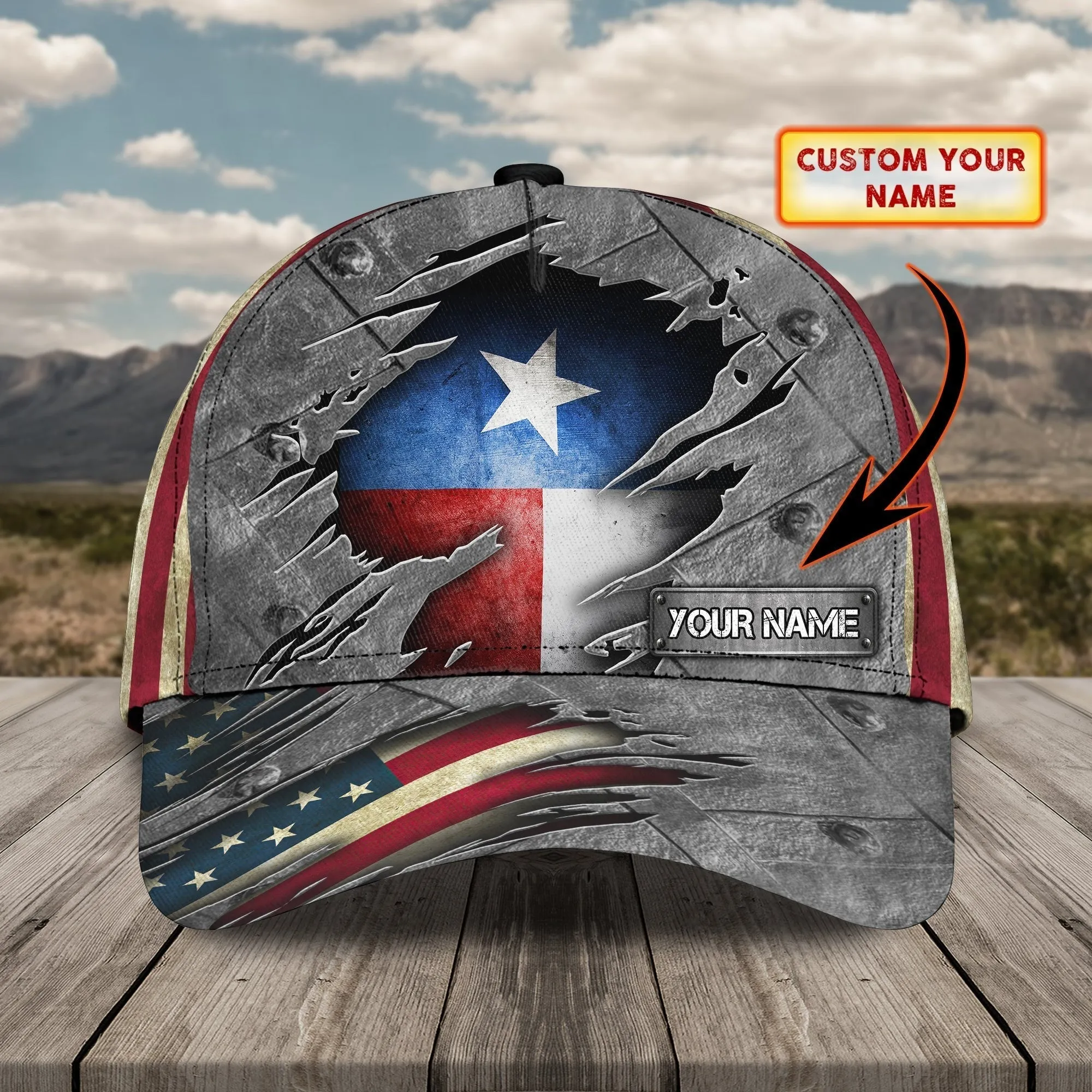 Custom With Name Texas Baseball Cap Hat - American Support Texas 3D Cap Hat - Eagle Texas Cap Hat