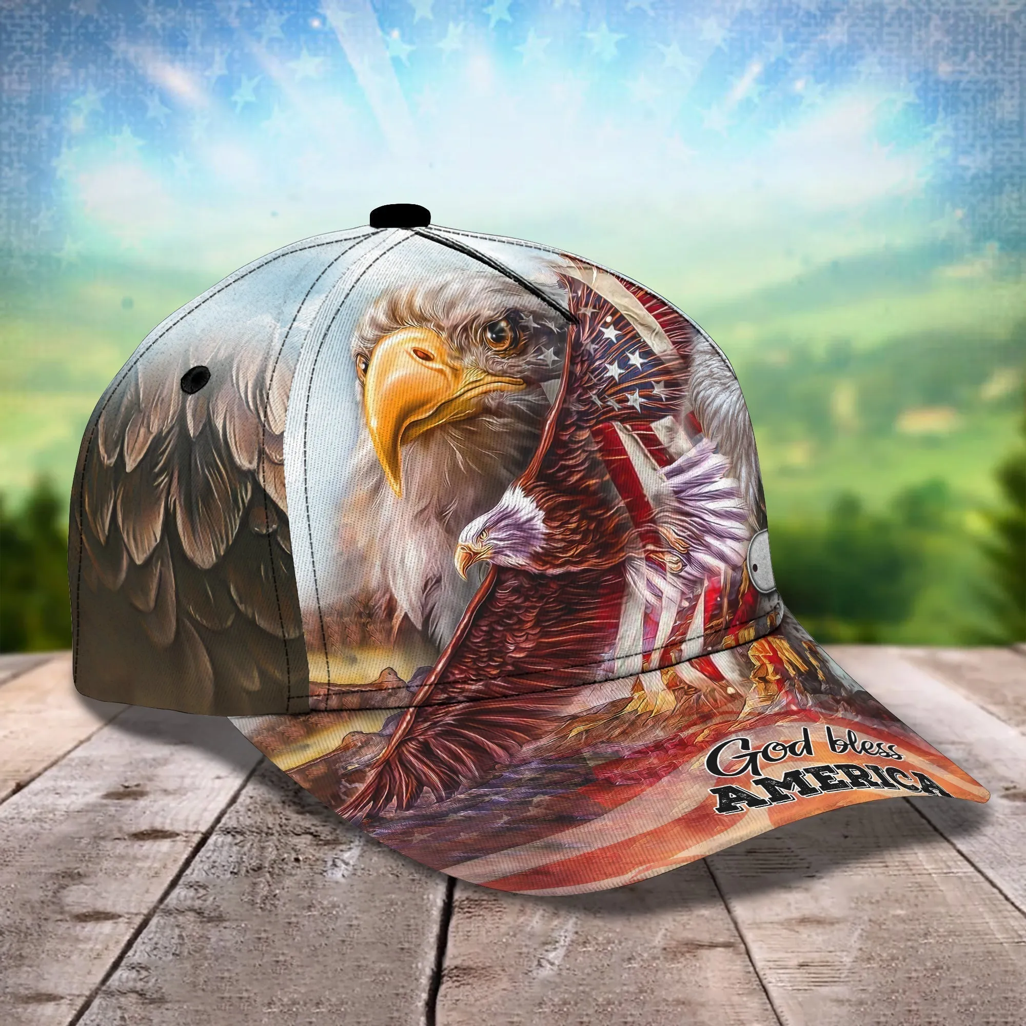 Customized America Eagle 3D Full Printed Baseball Cap Hat - God Bless America Classic Cap Hat