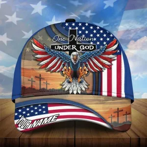 Customized One Nation Under God Baseball Classic Cap - Independence Day Cap Hat Eagle American Cap