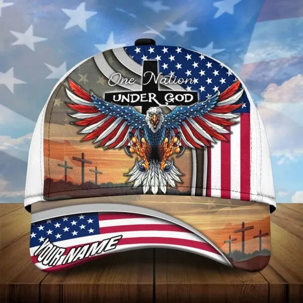 Customized One Nation Under God Baseball Classic Cap - Independence Day Cap Hat Eagle American Cap