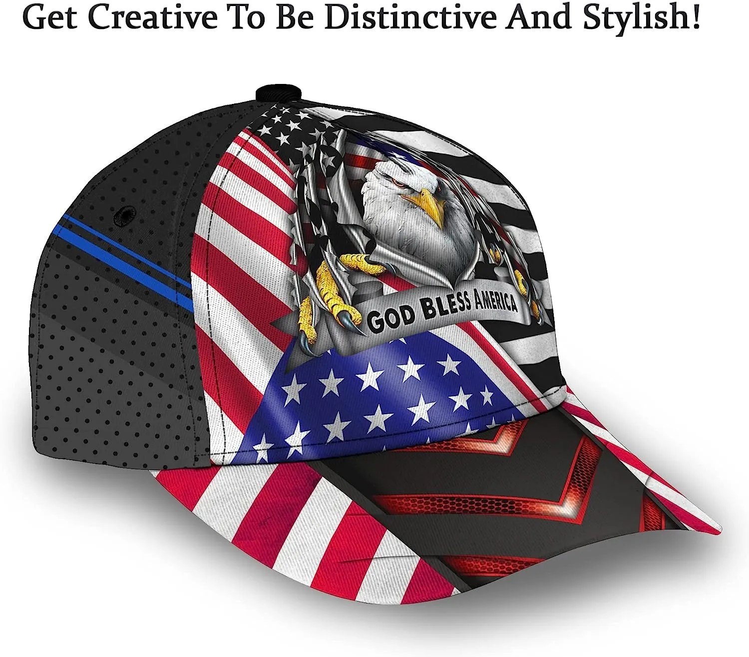 Eagle God Bless America All Over Print Baseball Cap - Christian Hats For Men Women