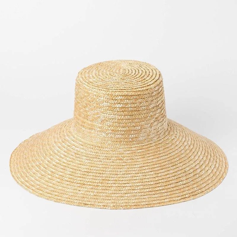 Elegant Wide Brim Straw Hat with Adjustable Neck Tie