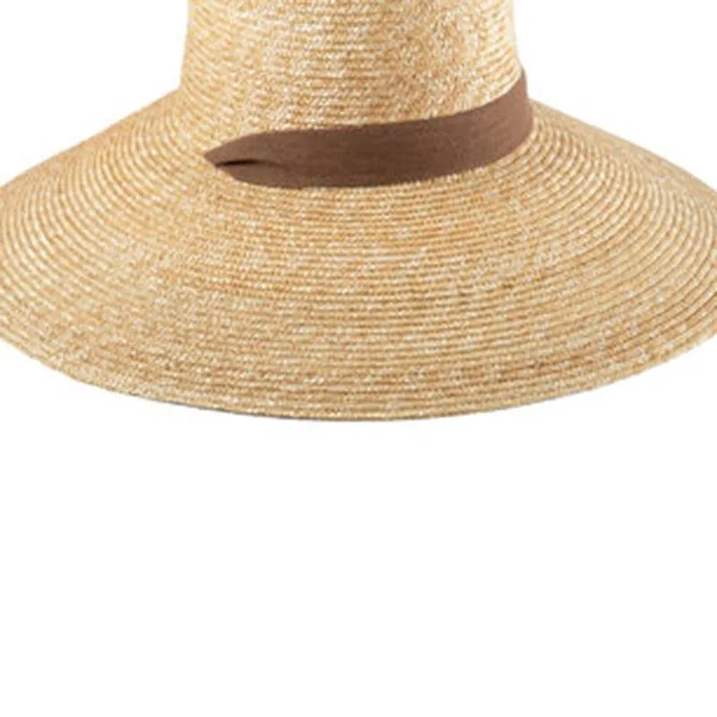 Elegant Wide Brim Straw Hat with Adjustable Neck Tie