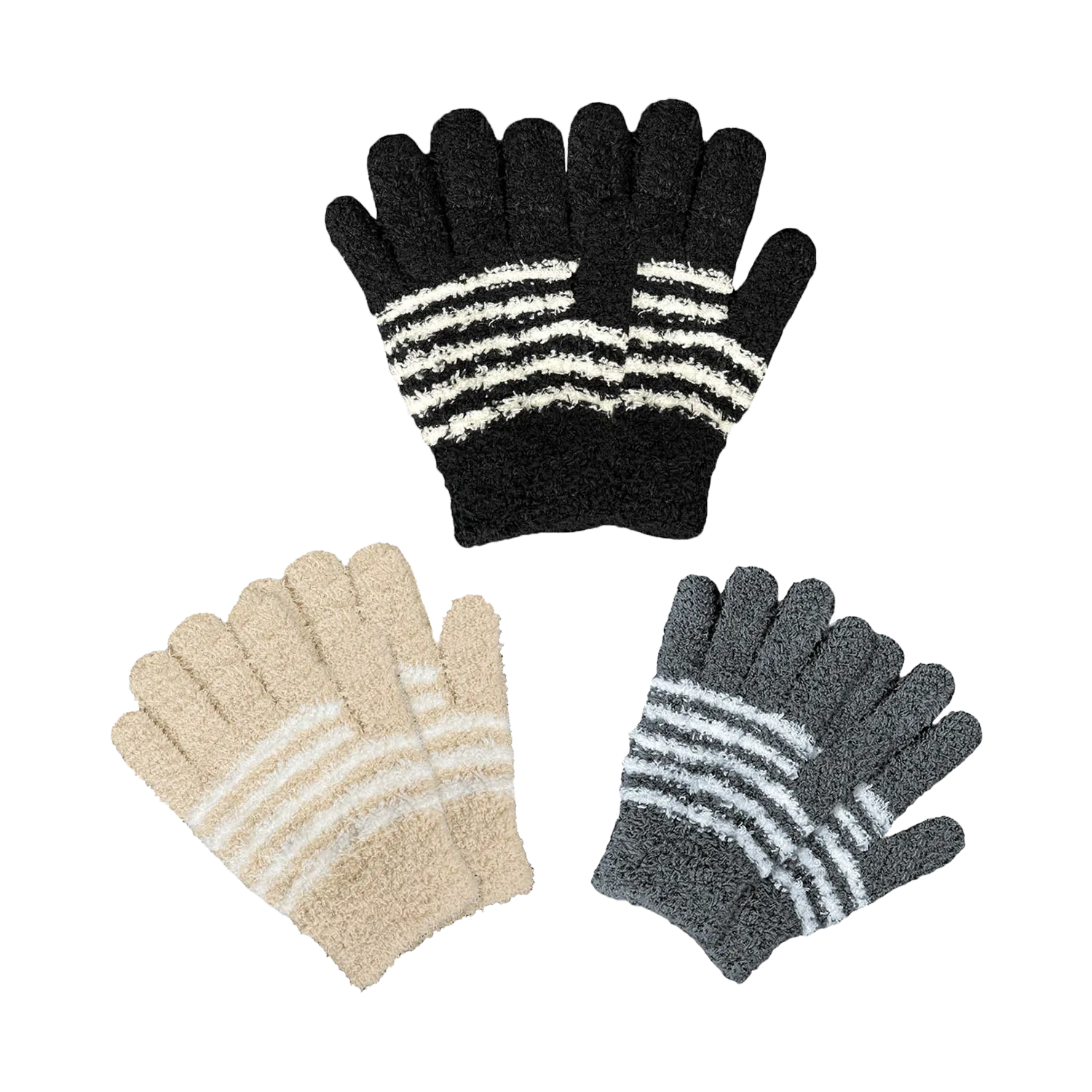 EvridWear Kids Fluffy Winter Gloves in Black Colors - Warm & Stretchy