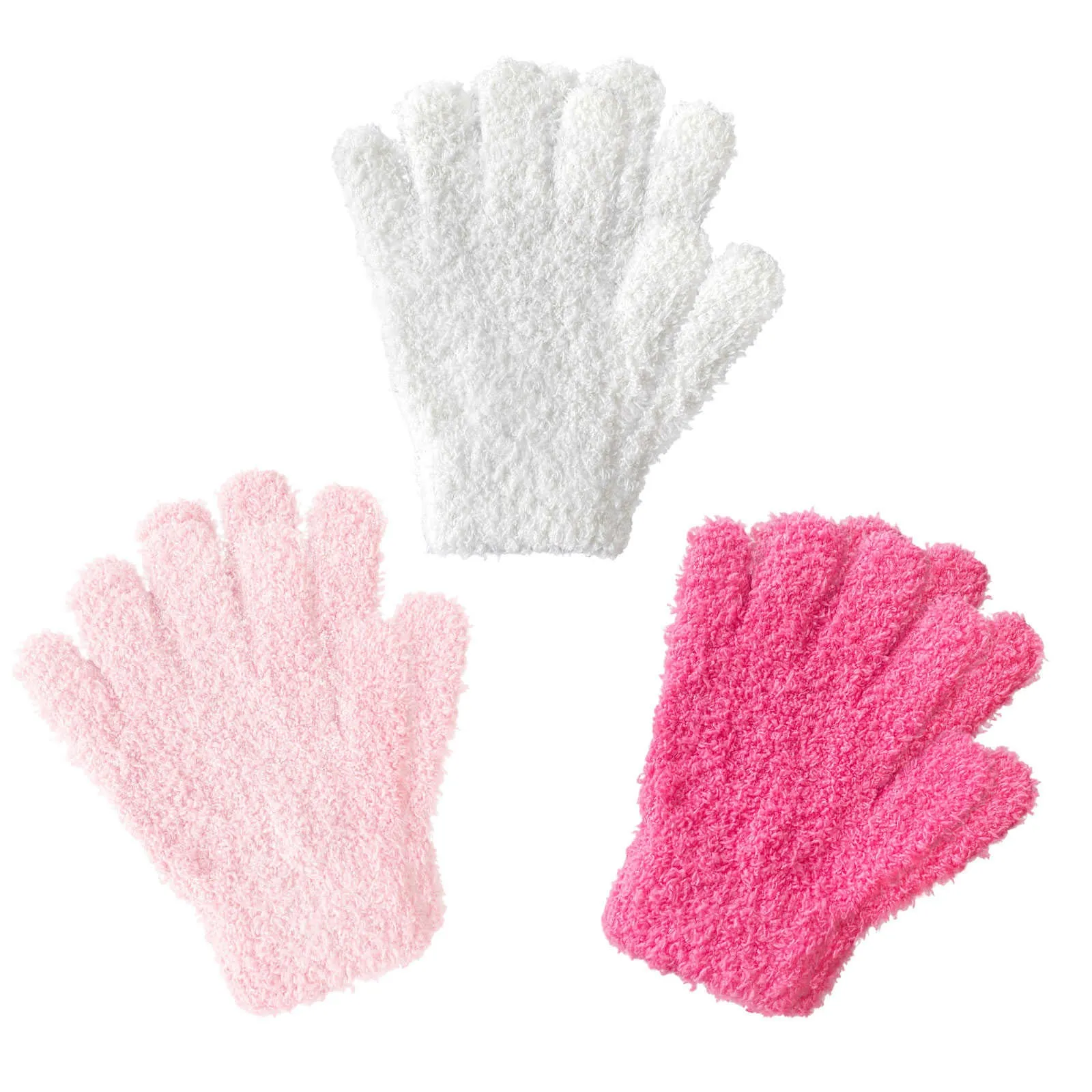 EvridWear Kids Fluffy Winter Gloves Neon Pink - Warm & Stretchy