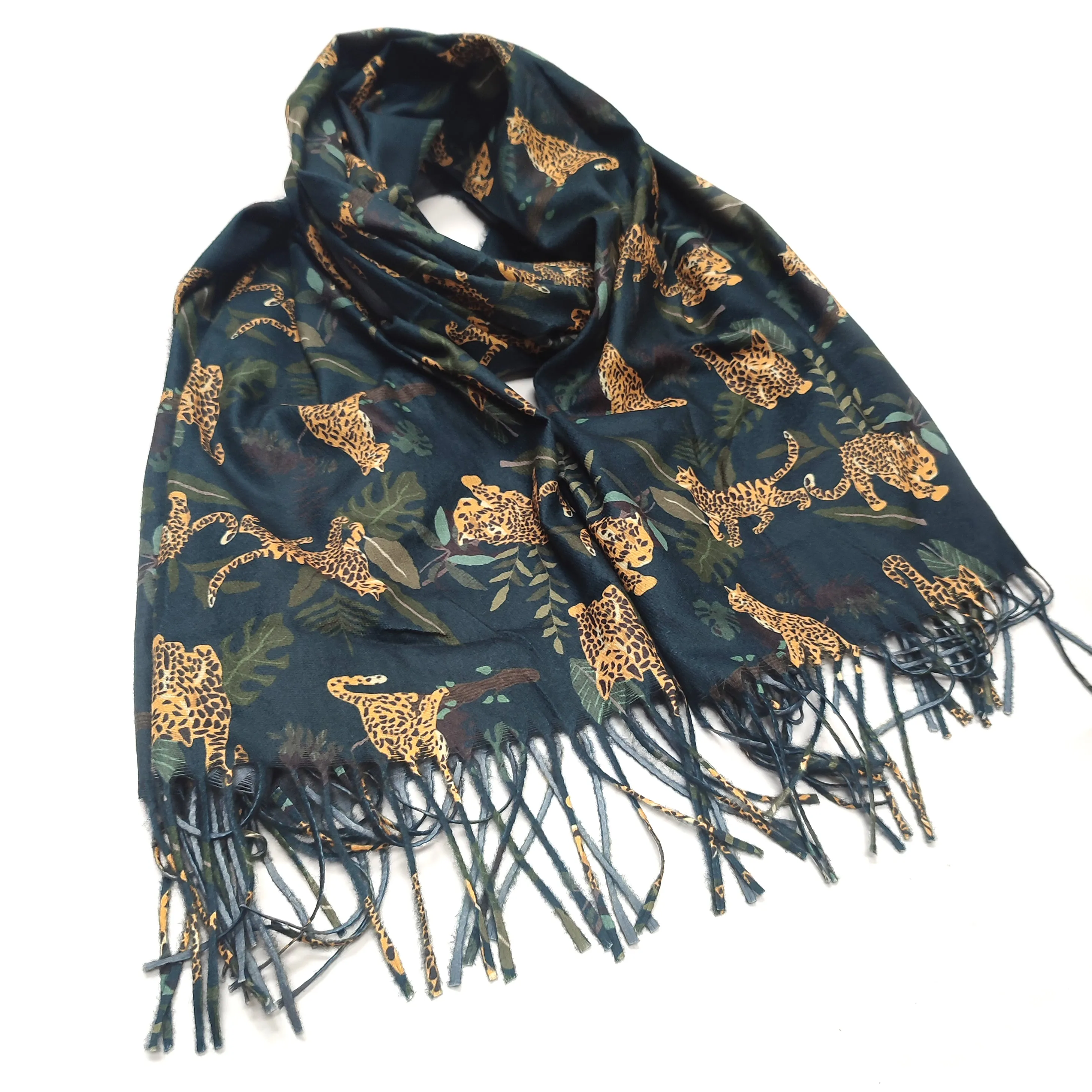 Exclusive Leopard in the Midnight Jungle Pashmina Style Scarf