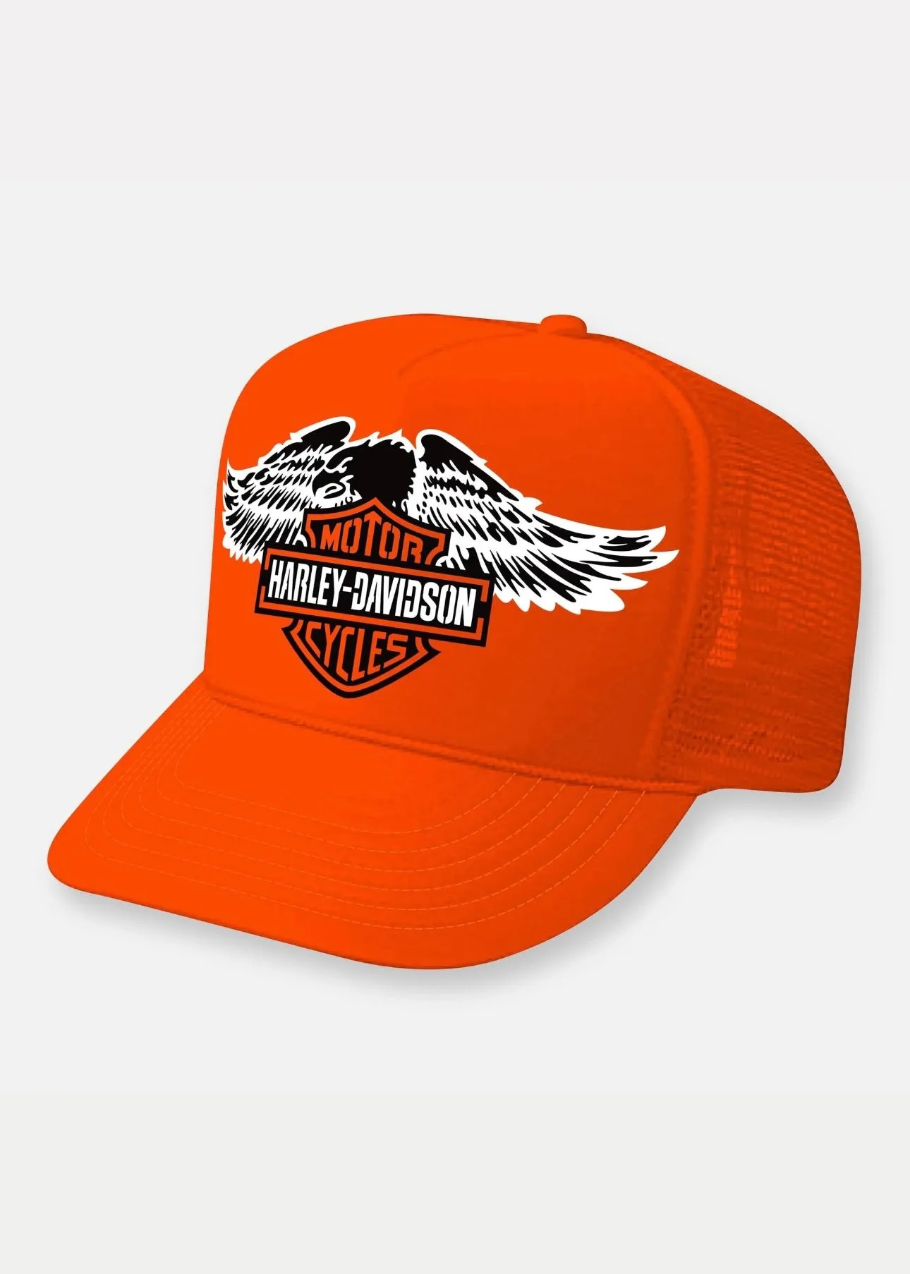 Harley Davidson Screaming Eagle Patch Orange Trucker Hat