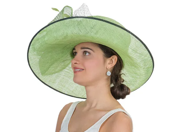 Irene Wide Brim Sinamay Hat Lime