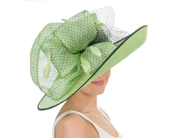 Irene Wide Brim Sinamay Hat Lime