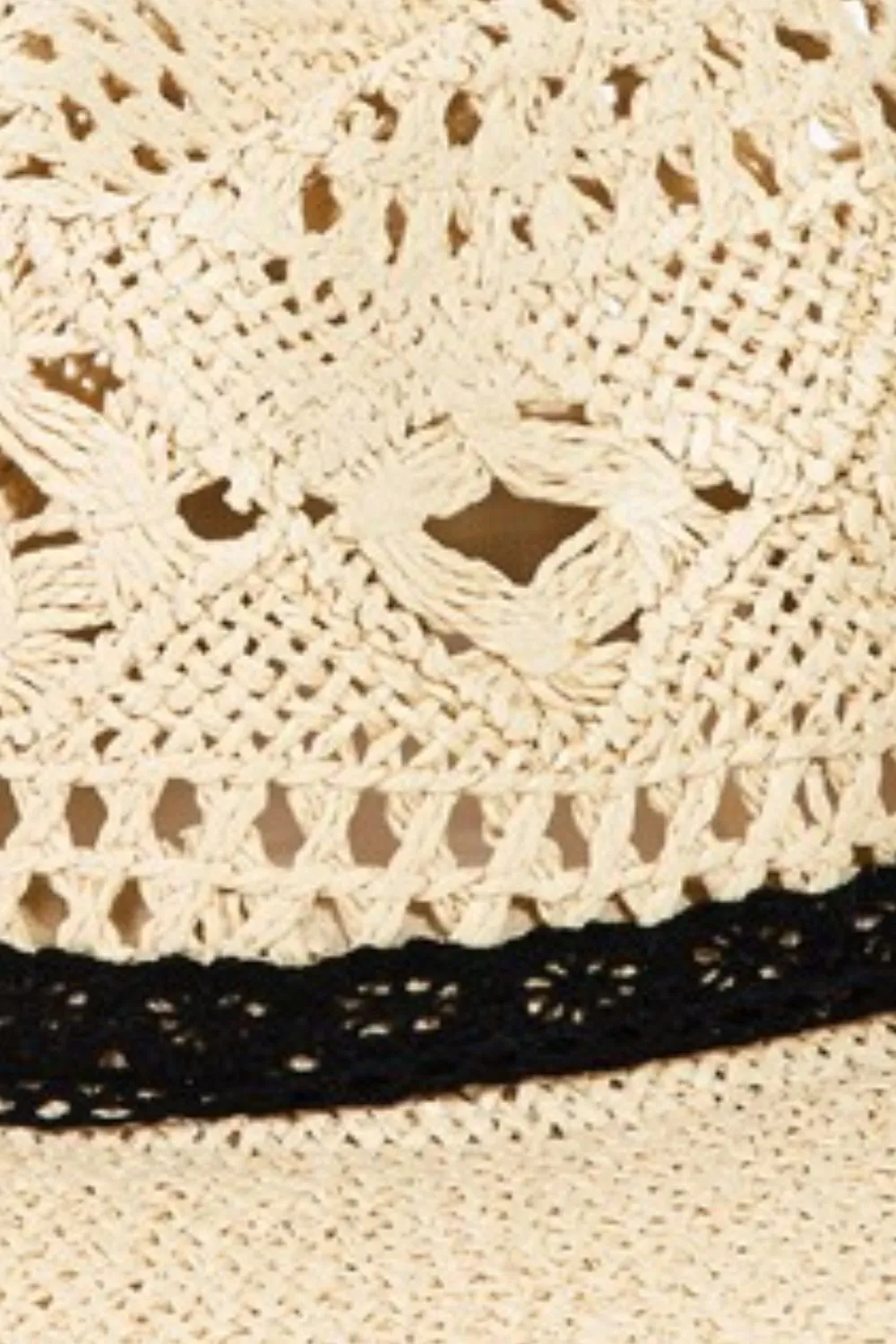 Ivory Openwork Lace Detail Wide Brim Hat