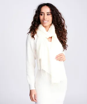 Ivory Pashmina in Super Soft Fabric with Knotted Fringes