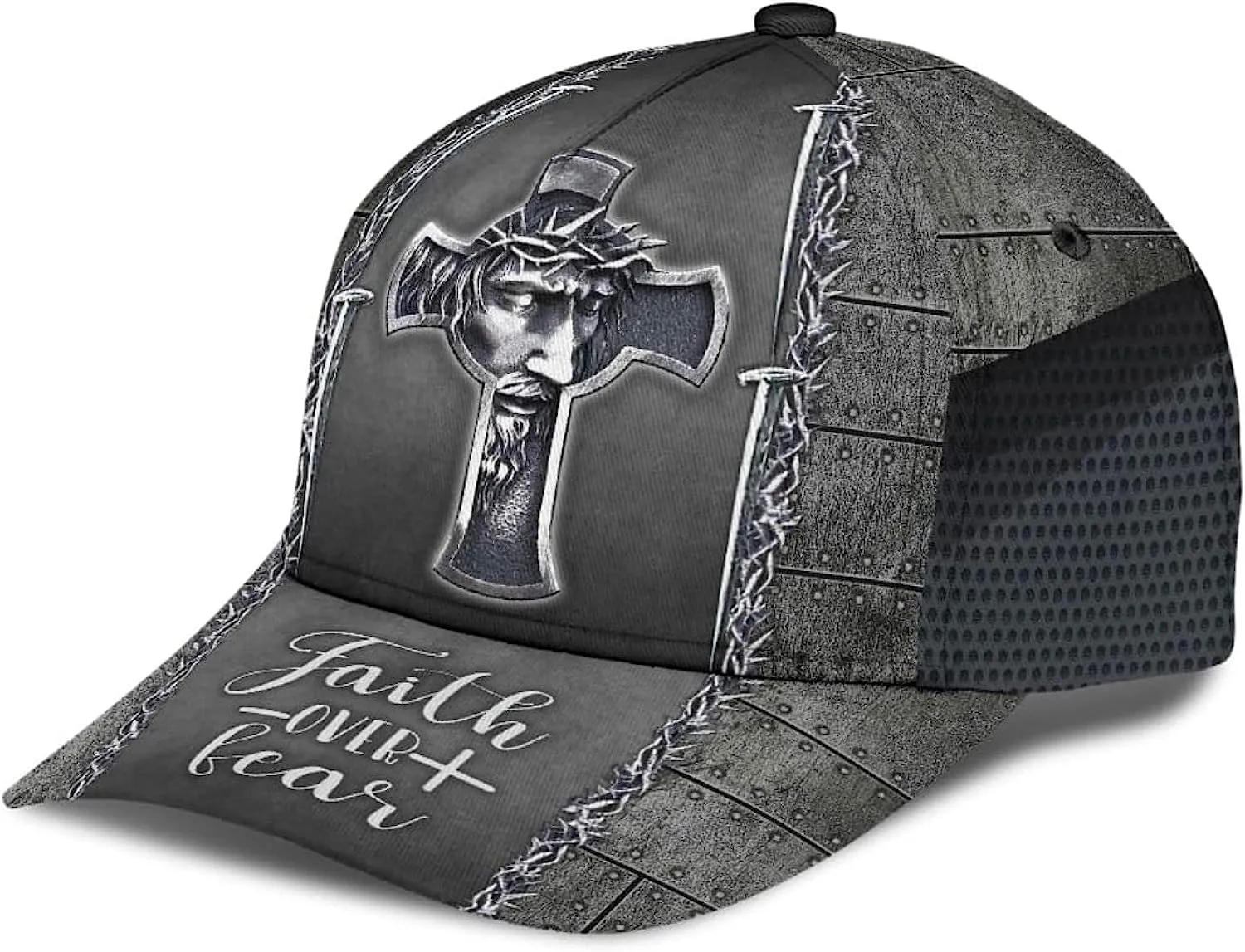 Jesus Cross Faith Over Fear All Over Print Baseball Cap - Christian Hats For Men Women