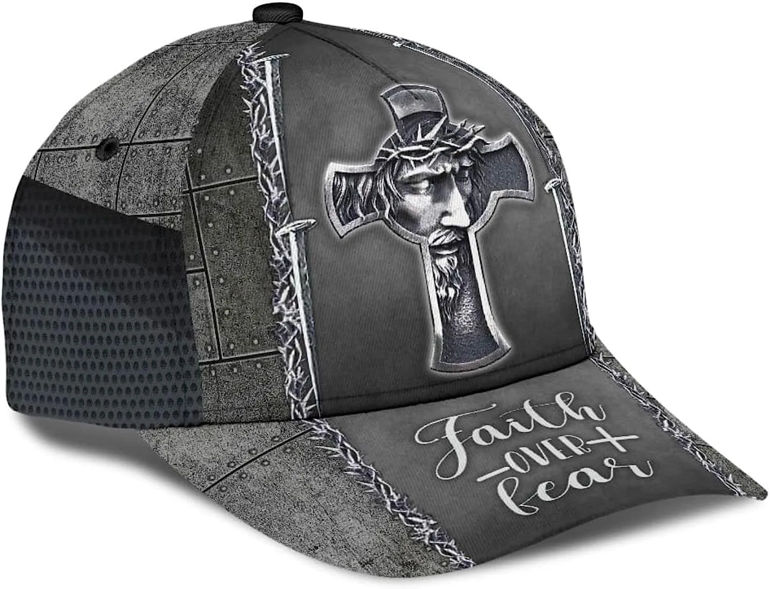 Jesus Cross Faith Over Fear All Over Print Baseball Cap - Christian Hats For Men Women