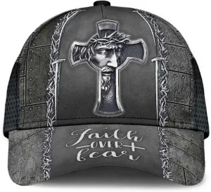 Jesus Cross Faith Over Fear All Over Print Baseball Cap - Christian Hats For Men Women