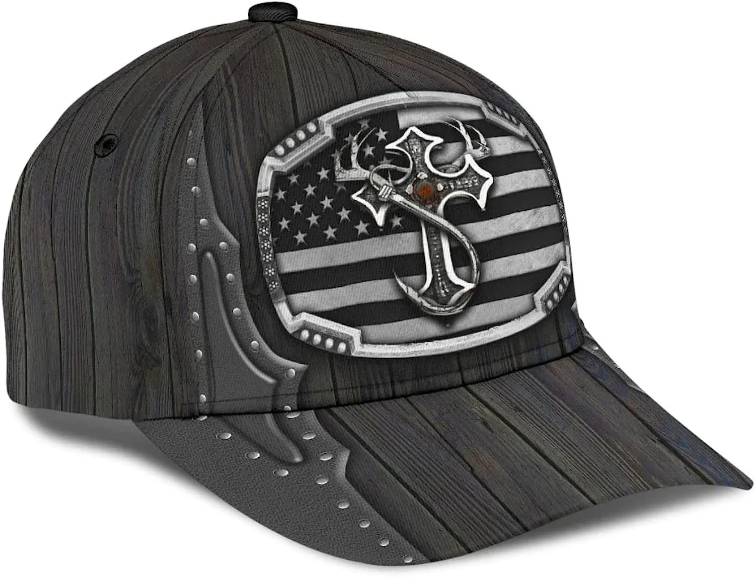 Jesus Hunting Fishing Cross Baseball Cap - Christian Hats for Men and Women