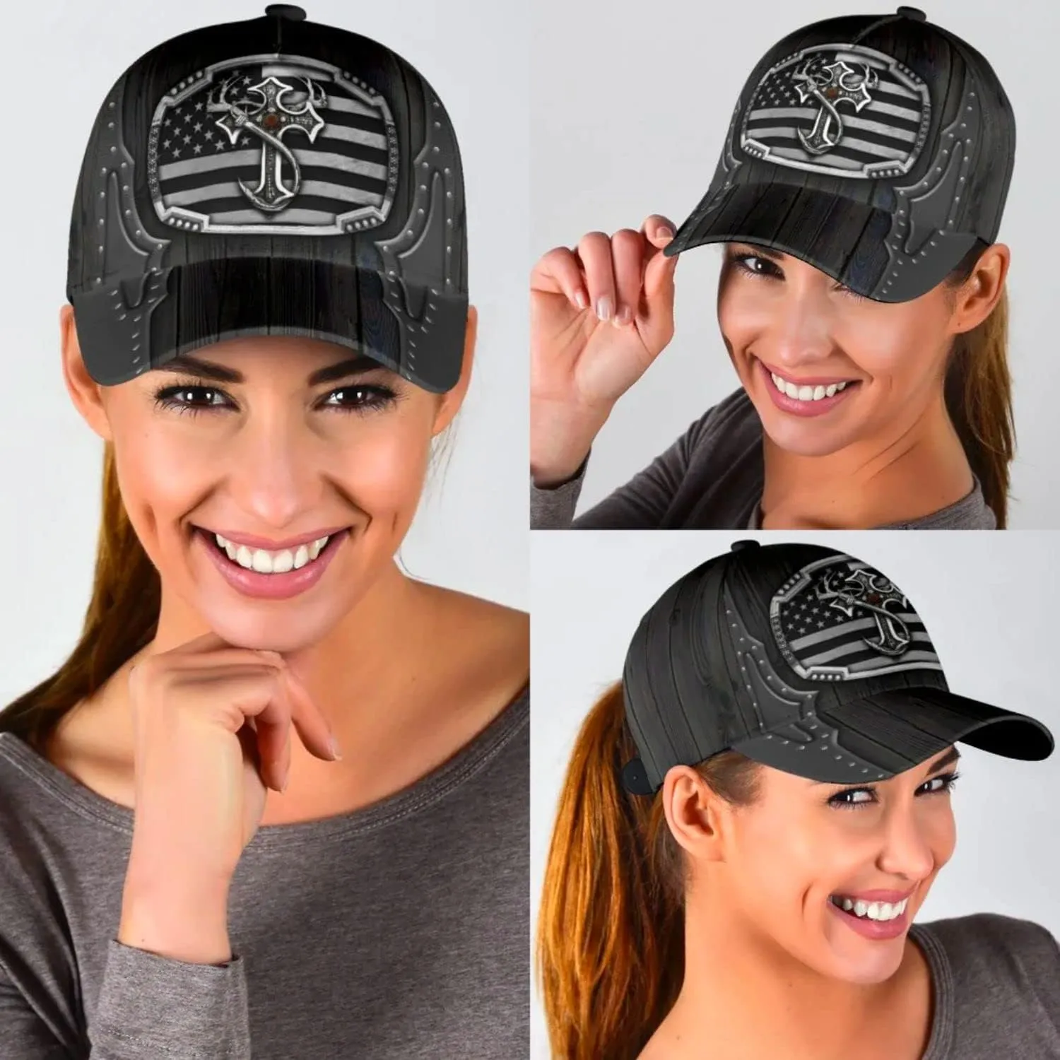 Jesus Hunting Fishing Cross Baseball Cap - Christian Hats for Men and Women