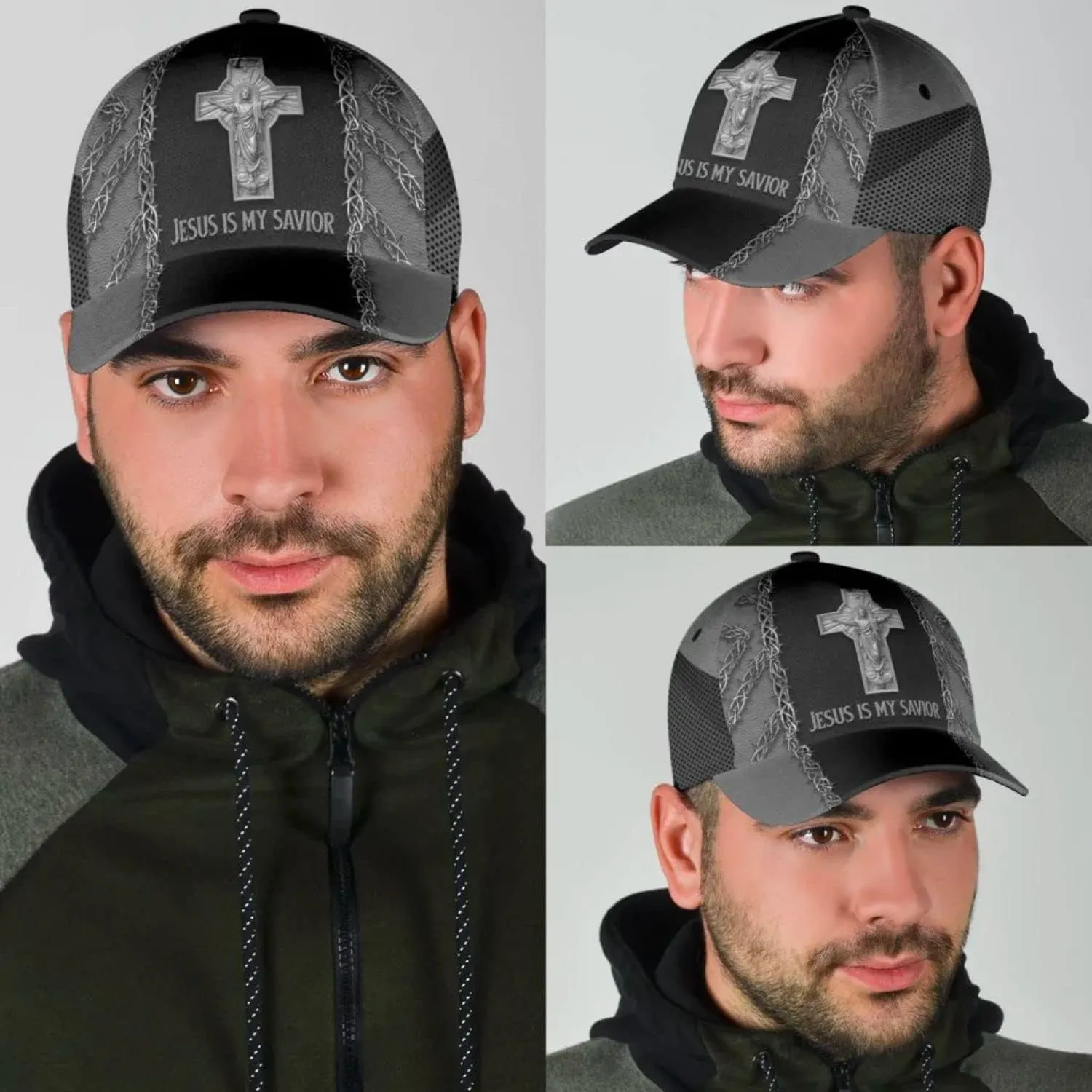 Jesus Is My Savior Cross Baseball Cap - Christian Hats for Men and Women