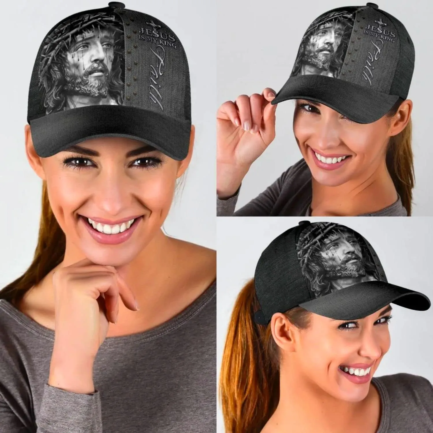 Jesus Portrait Jesus Is My King Faith Classic Hat All Over Print - Christian Hats for Men and Women