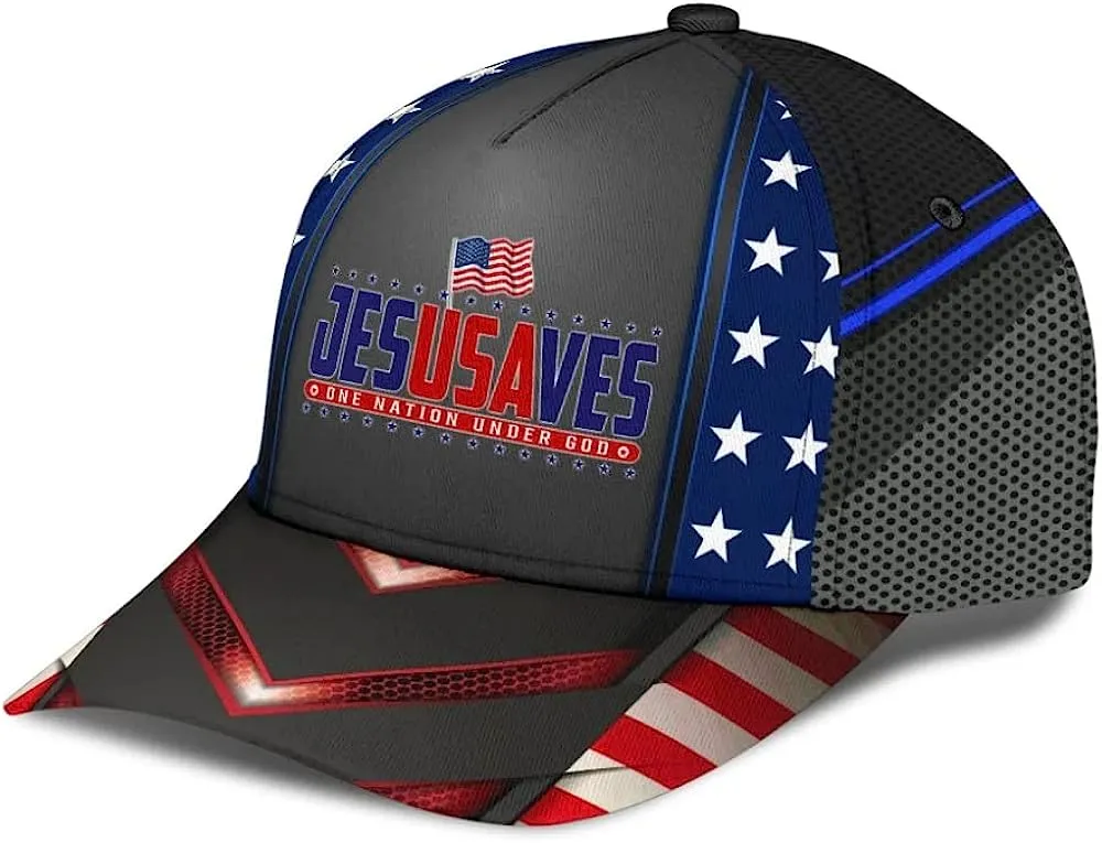 Jesus Saves One Nation Under God Classic Hat All Over Print - Christian Hats for Men and Women