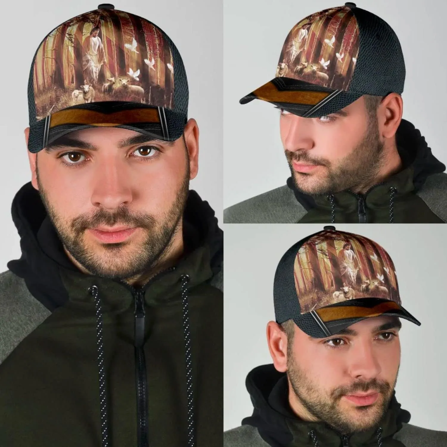 Jesus Walking In Forest With Lamb Classic Hat All Over Print - Christian Hats for Men and Women