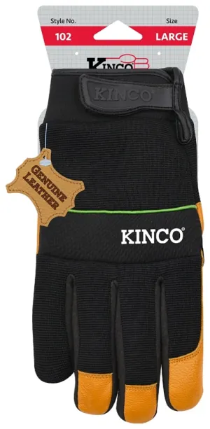 KincoPro 102-M Safety Gloves, Men's, M, Wing Thumb, Hook and Loop Cuff, Polyester/Spandex Back, Gold :PR: QUANTITY: 1