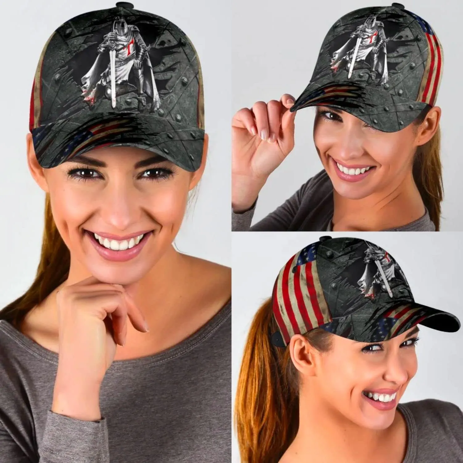 Knight Jesus All Over Print Baseball Cap - Christian Hats For Men Women