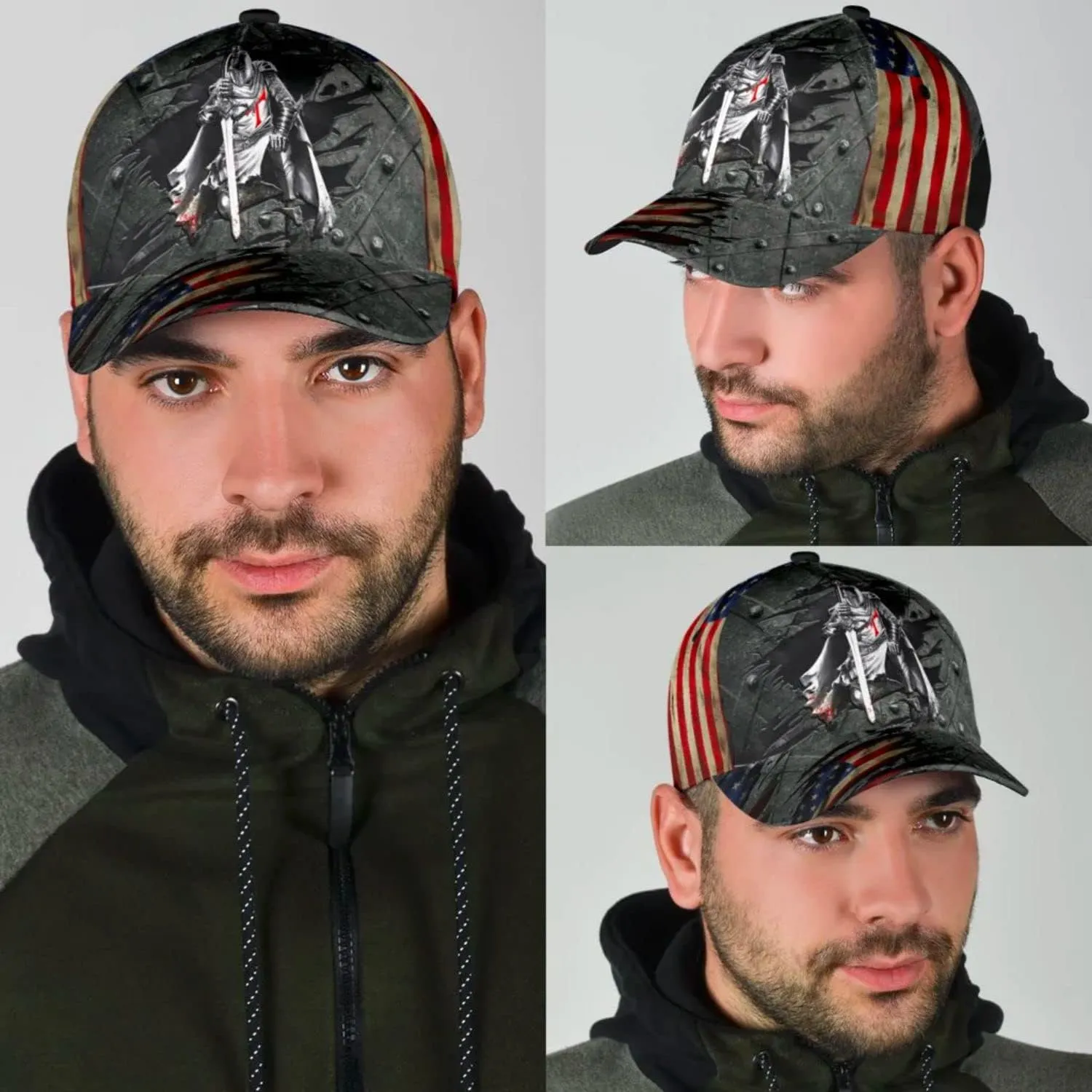 Knight Jesus All Over Print Baseball Cap - Christian Hats For Men Women