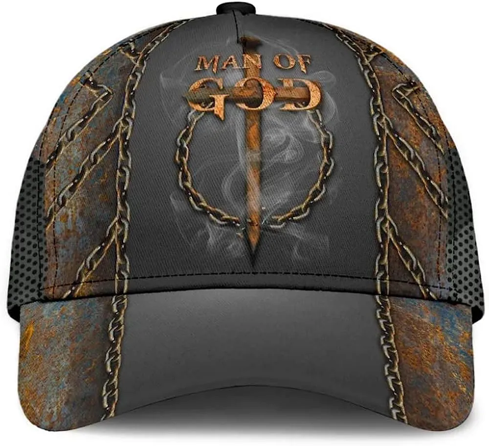 Man Of God Cross All Over Print Baseball Cap - Christian Hats For Men Women