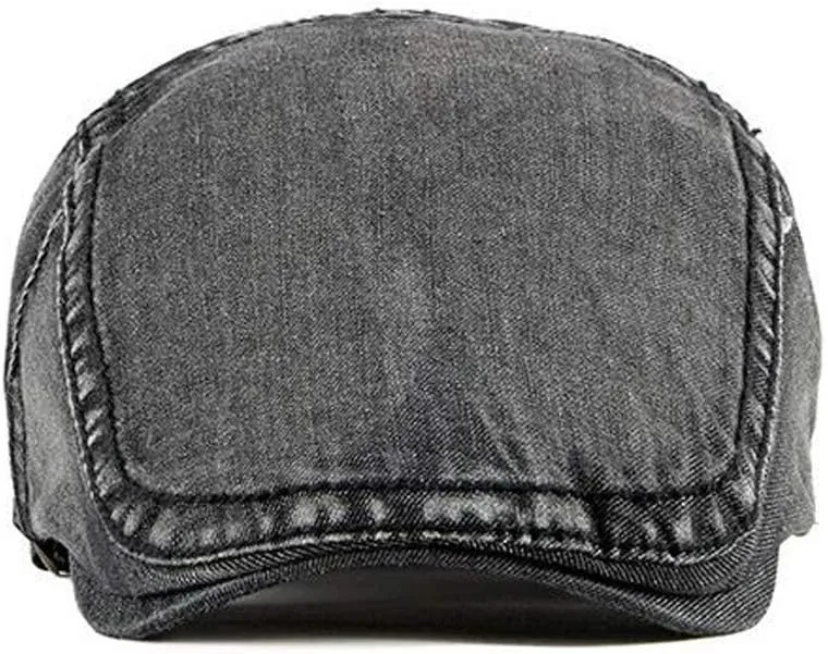 Men's Hats Denim Cotton Newsboy Cap Driving Hunting Cabbie Hats (2 Pack)