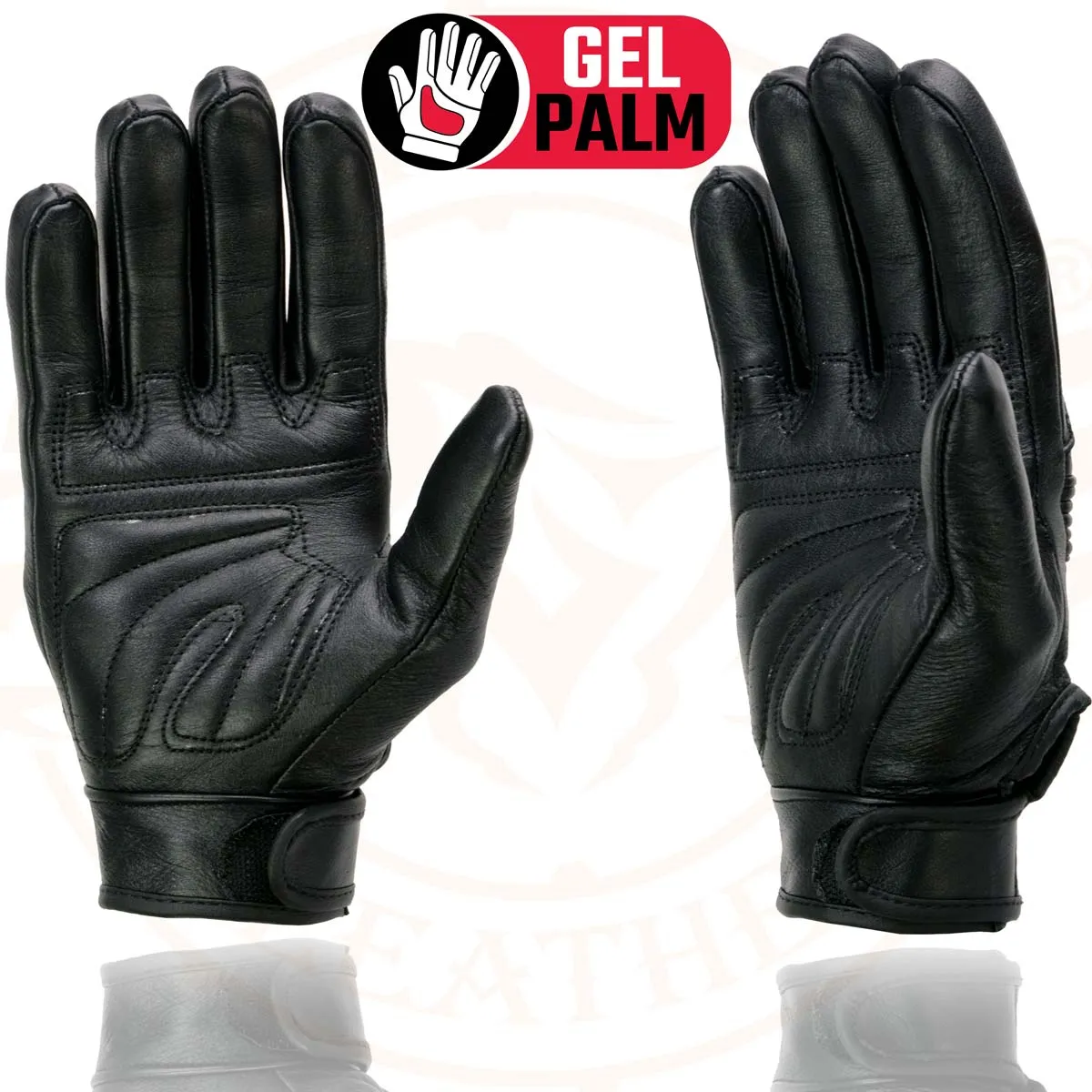 Milwaukee Leather MG7735 Women's Black Leather Gel Palm Motorcycle Hand Gloves W/ Flex Knuckles