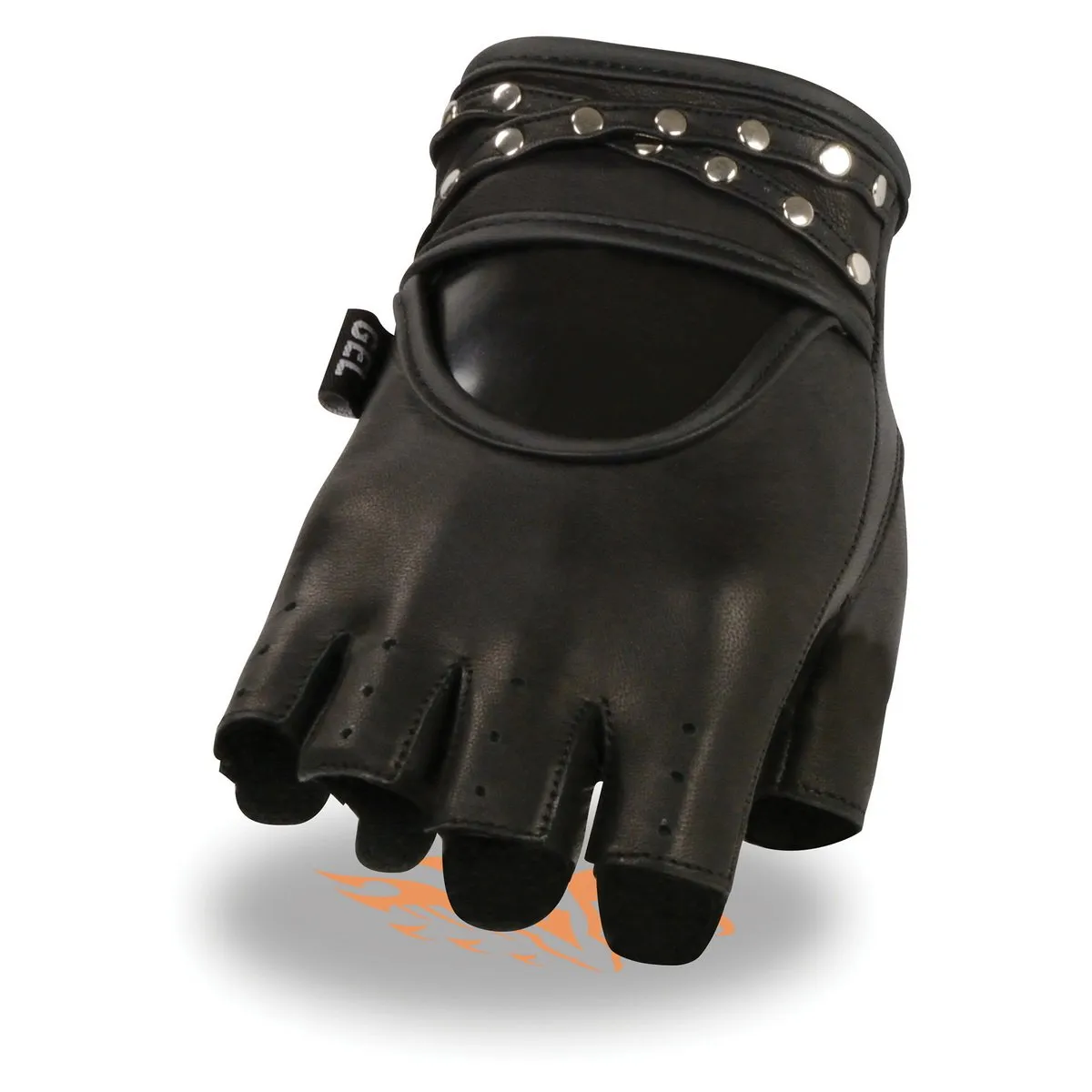 Milwaukee Leather SH461 Women's Black Leather Gel Palm Fingerless Motorcycle Hand Gloves W/ Stylish ‘Wrist Detailing’