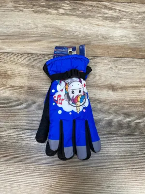 NEW ThermaWear Kid's Blue Unicorn Winter Ski Gloves